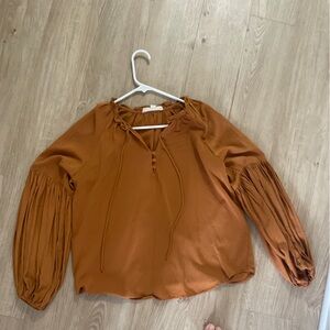 Burnt orange, puff sleeve blouse, size small